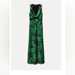 Zara Green and Purple Floral Maxi Dress